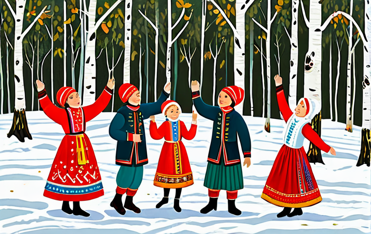 **

"A whimsical scene depicting several Tinypins dressed in traditional Russian folk costumes (e.g., kokoshniks, embroidered shirts), dancing around a birch tree in a snowy forest clearing. In the style of a charming children's book illustration. Bright, cheerful colors. Safe for work, appropriate content, fully clothed, family-friendly, professional, perfect anatomy, correct proportions, natural pose, well-formed hands, proper finger count, natural body proportions."

**